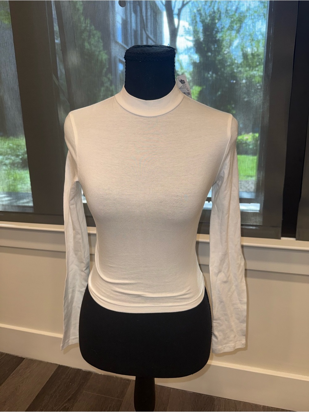 White Long-Sleeve Mock Neck Top - Women